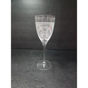 Sasaki Rings Large Wine Glass, Hand Blown Glass, Textured Glassware, Stemware